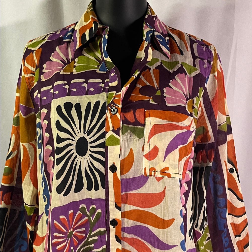 True Destinations Multicolor Printed Button Front… - image 4